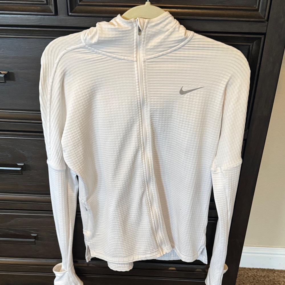 Nike White Textured Zip-Up Jacket